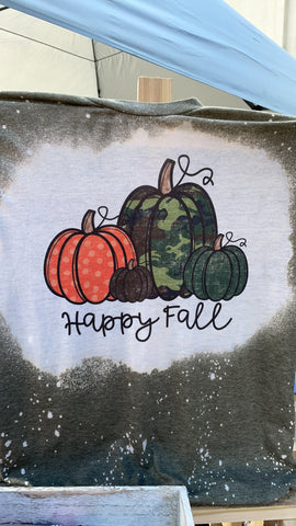 Camo Happy Fall Bleached T