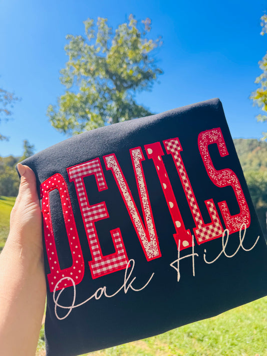 Devils Mixed Pattern Applique Crew