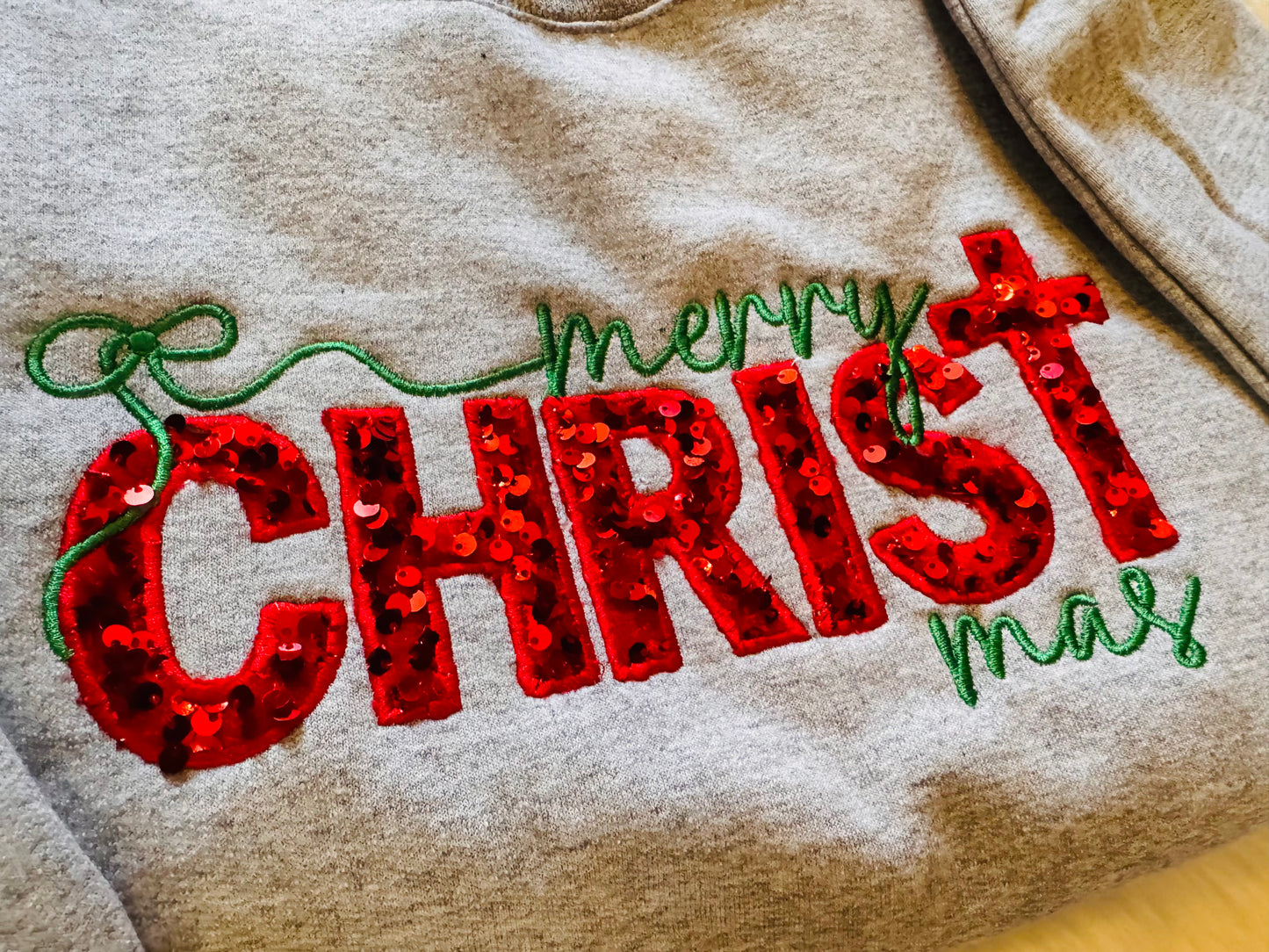 Merry CHRIST mas Sequin Crew
