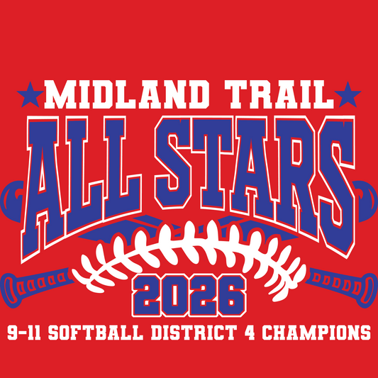 MIDLAND TRAIL ALL STARS T- ROSTER ON BACK